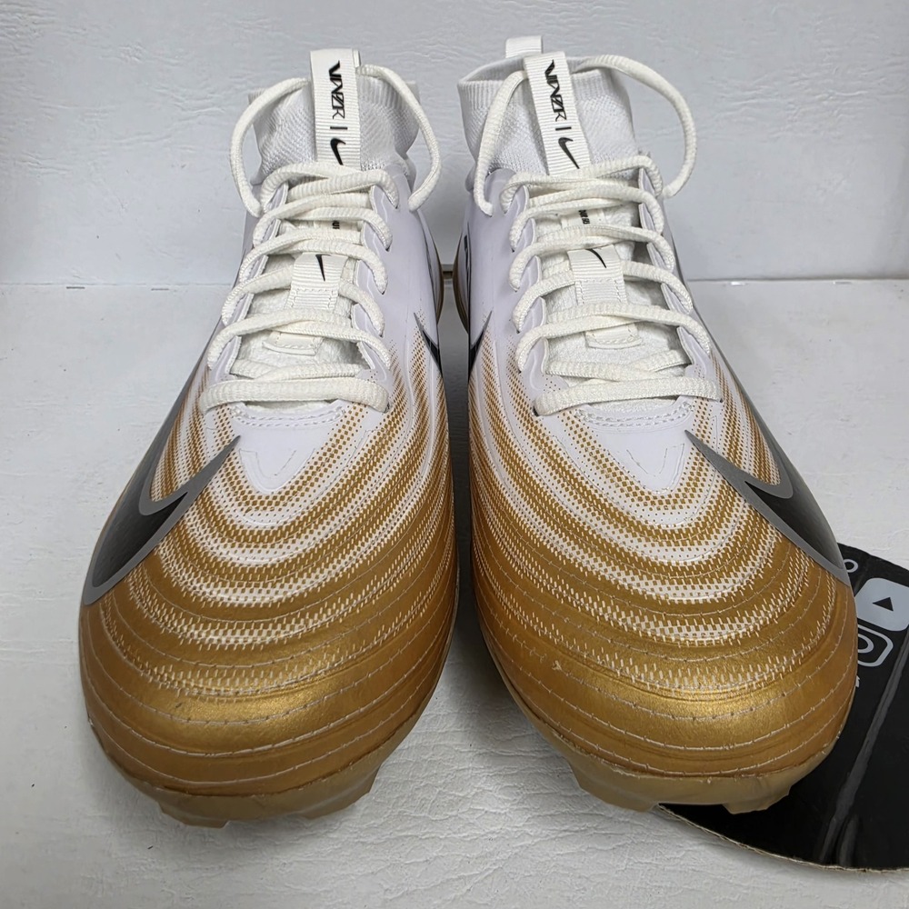 Nike Vapor Pro 1 White Gold Football Cleats FB3298-103 Men's Size 11 - Picture 2 of 7